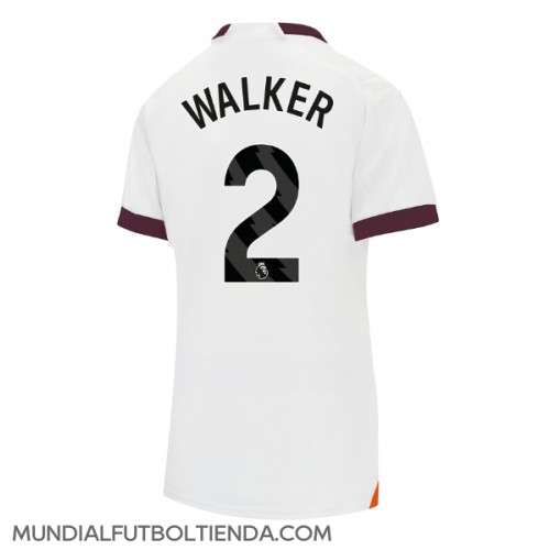 Camiseta Manchester City Kyle Walker #2 Segunda Equipación Replica 2023-24 para mujer mangas cortas
